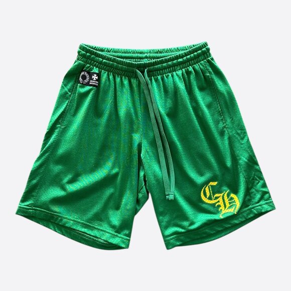 Chrome Hearts Green & Yellow Logo Mesh Shorts - Picture 1 of 5